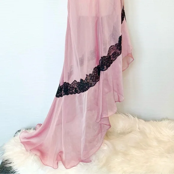 🌺SOLD🌺 Y2K Frederick’s of Hollywood Sheer Chiffon Lace Maxi Gown Slip Dress - Picture 4 of 9